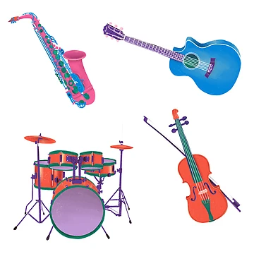 Artwork thumbnail, Musical Instruments Sticker Packs by alloutshirts