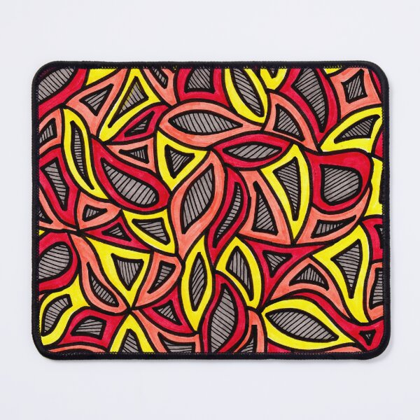 Item preview, Red and Yellow Geometric Stained Glass Hand Drawn Pattern designed and sold by Harriet Linton.