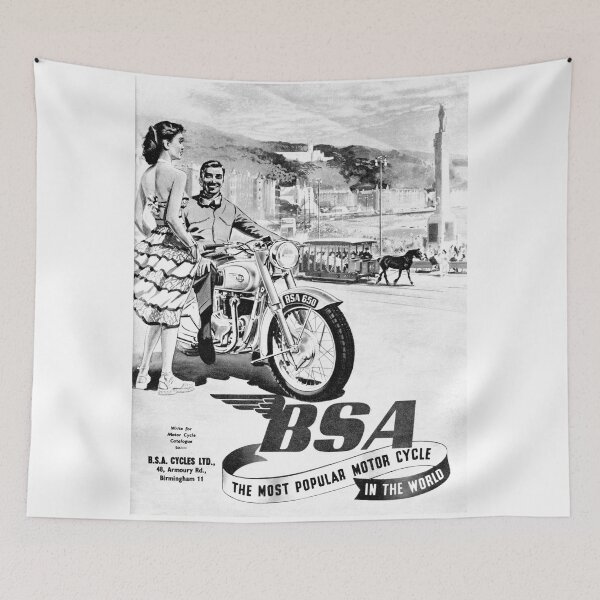 Item preview, Vintage BSA classic Motorbike advert from 1952 designed and sold by Random Railways.