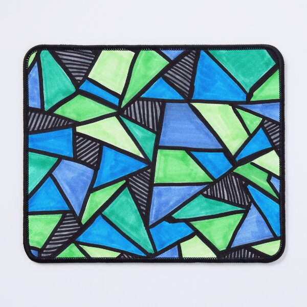 Item preview, Stained Glass Geometric Pattern in Green and Blue designed and sold by Harriet Linton.
