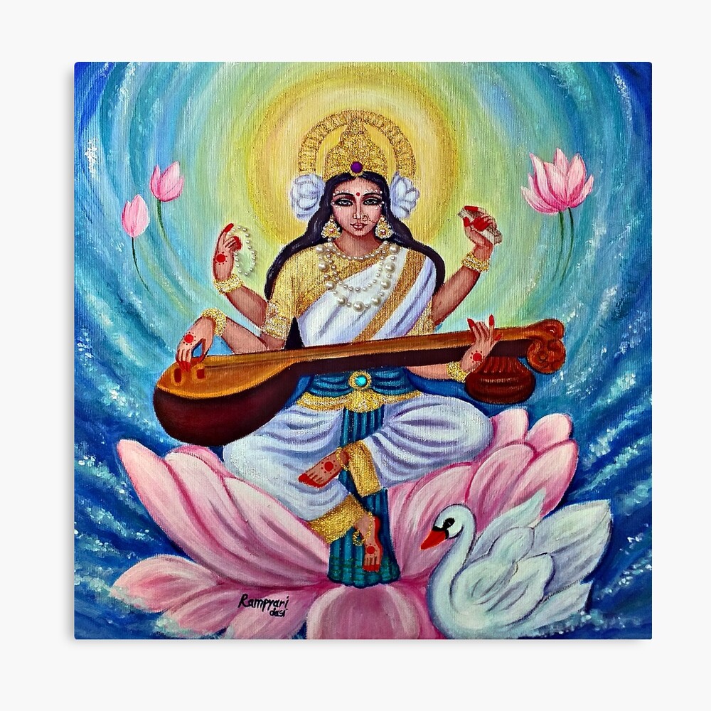 Buy Original Saraswati Painting Online in India - Etsy
