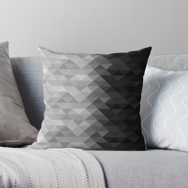 Grayscale triangle geometric squares pattern Throw Pillow