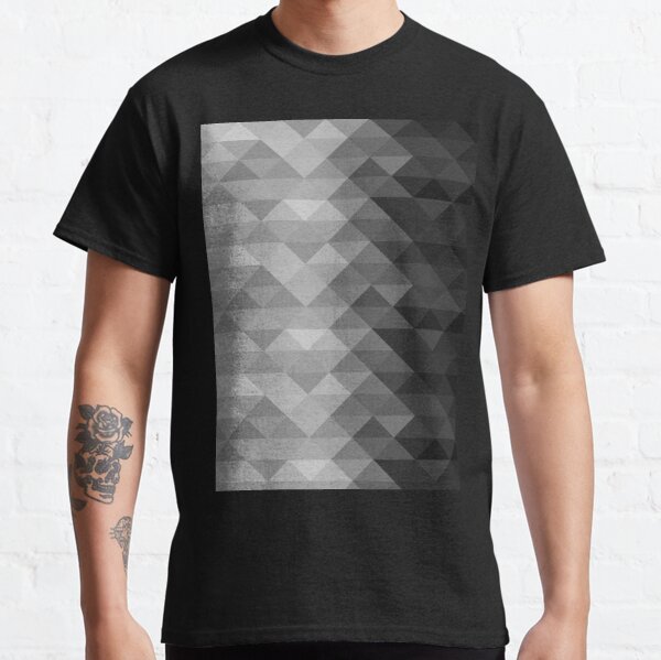 Grayscale triangle geometric squares pattern Classic T-Shirt