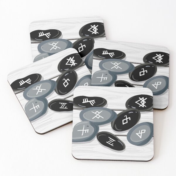Item preview, Rune stones with encrypted glyphs on the wooden table, vector illustration designed and sold by Familyshmot.