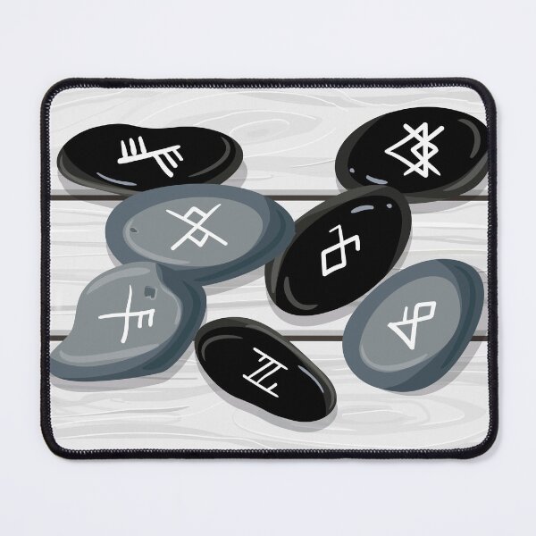 Item preview, Rune stones with encrypted glyphs on the wooden table, vector illustration designed and sold by Familyshmot.
