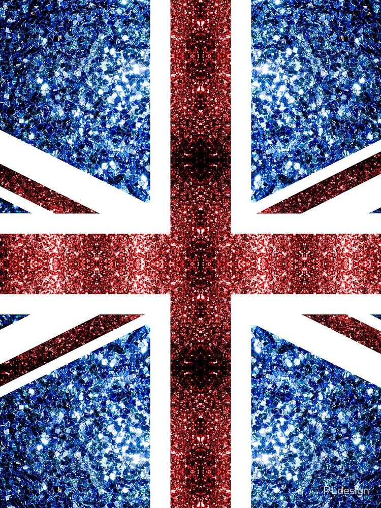United Kingdom UK flag blue red faux sparkles by PLdesign