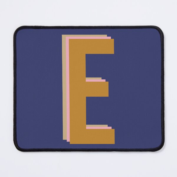 Item preview, Letter E Initial Monogram Pattern in Gold, Yellow, Pink, and Navy Blue designed and sold by JuneJournal.