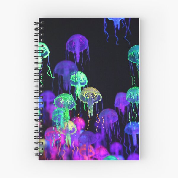 Item preview, A smack of fluorescent jellyfish floating, marine life background designed and sold by Familyshmot.