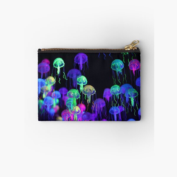 Item preview, A smack of fluorescent jellyfish floating, marine life background designed and sold by Familyshmot.