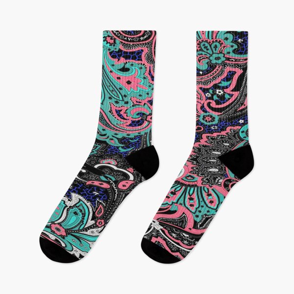 Item preview, Flowers of Joy Teal Blue Black Pink designed and sold by mwagie.