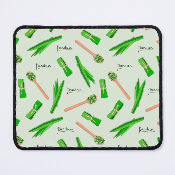 Item preview, Vector seamless flat lay pattern of pandan leaves, shredded pandan spices in wooden spoon and wrapped leaves on green background designed and sold by Familyshmot.