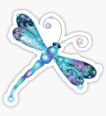 Blue Dragonflies sparkle lavender flowers Sticker