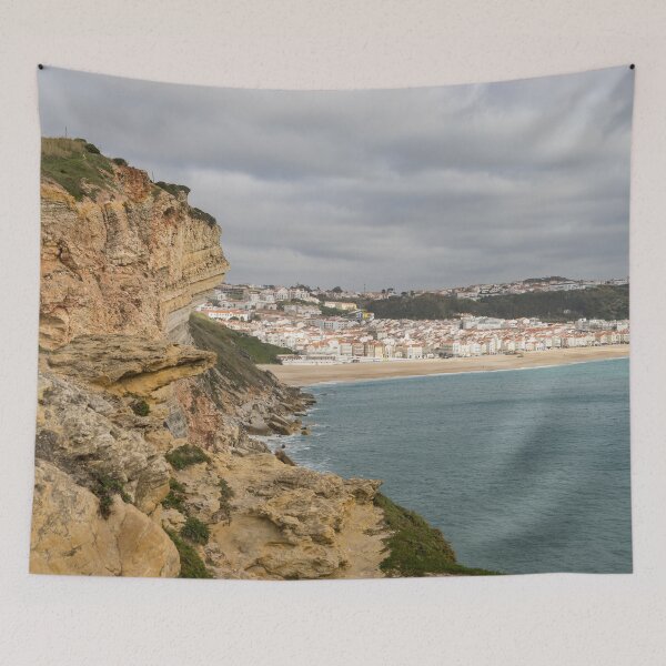 Item preview, Rough and Moody - Stormy Clifftop View of Nazare Portugal  designed and sold by Georgia Mizuleva.