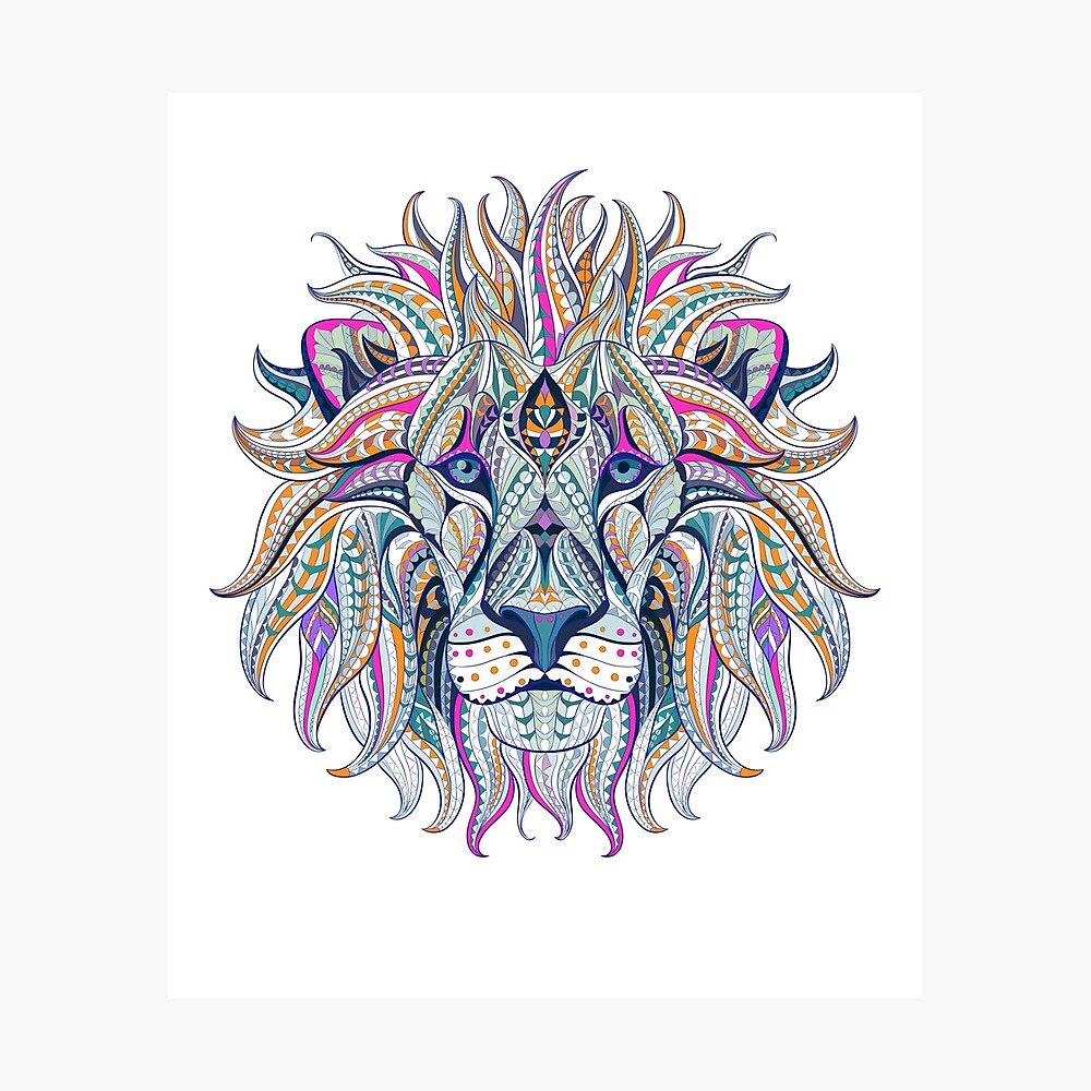 Lámina metálica «león león rey mandala patrón de dibujo india yoga  meditación calmar lúdico» de originalstar | Redbubble