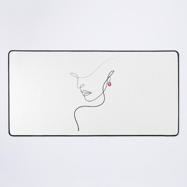 Item preview, Woman with Pink Diamond Earrings | One Line Drawing | One Line Art designed and sold by One-Line-Artist.