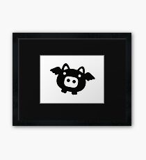 Flying Pig Black B&W Framed Print
