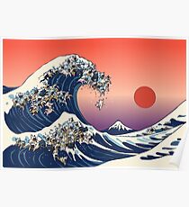 The Great Wave of French Bulldog Poster