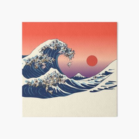The Great Wave of French Bulldog Art Board Print