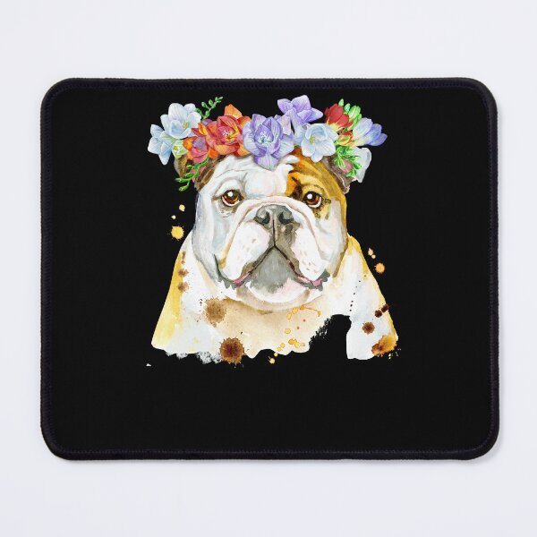 Item preview, bull dog with crown of flowers designed and sold by amy greaves.