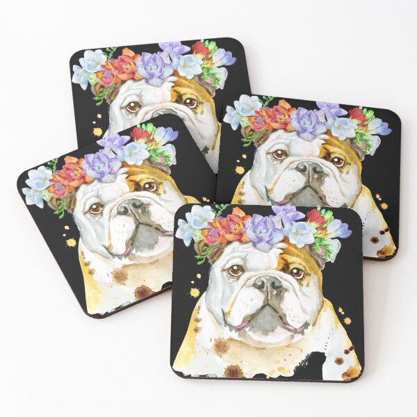 Item preview, bull dog with crown of flowers   designed and sold by amy greaves.