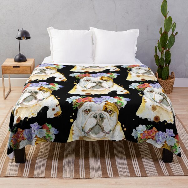 Item preview, bull dog with crown of flowers designed and sold by amy greaves.