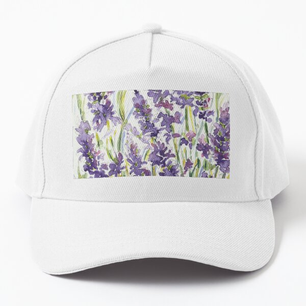 Lavender Wildflower Plant and Herb Watercolour and Fine Liner Baseball Cap