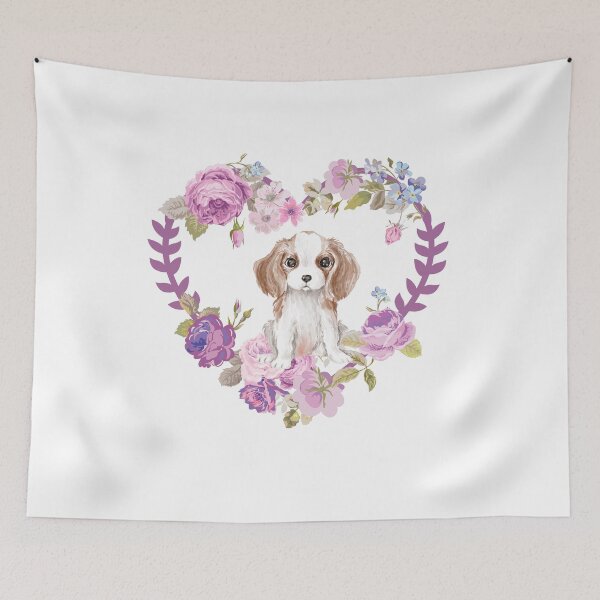 Item preview, King Charles floral dog heart wreath. King Charles mamma, Dog floral heart. Spaniel mummy. Spaniel mamma. designed and sold by Doggymadness.