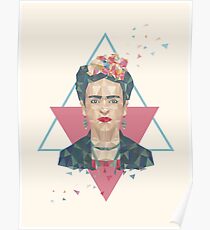Pastel Frida - Geometric Portrait with Triangles Poster
