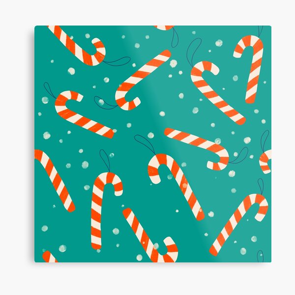 Candy cane pattern, green and red Metal Print