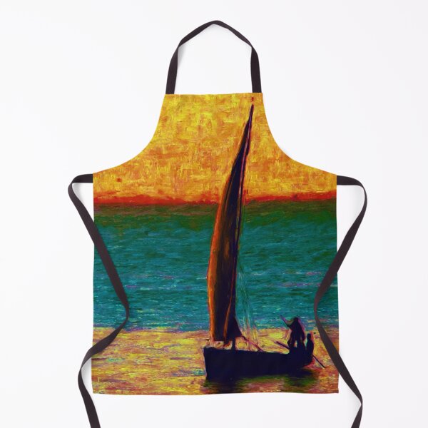 Item preview, Seascape Boat Painting Impressionism Blue Ocean Art designed and sold by livianasgifts.
