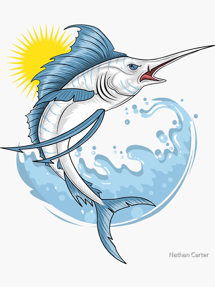 Marlin Fishing Shirt | Fishing T-Shirt | Marlin Fisherman Shirt | Swordfish  T-Shirt | Deep Sea Fishing Shirt | Fishing Gift | Sticker
