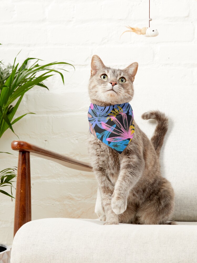 Alternate view of Dark Tropical Plants Pattern Pet Bandana