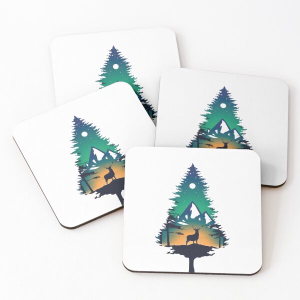 Item preview, Elk Deer Pine Tree Forest Full Moon Mountain Animal designed and sold by BakaOutfit.