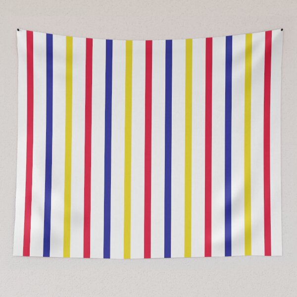 Aperçu de l'œuvre Rayures verticales (rouge, bleu, jaune) créée et vendue par Design Minds Boutique.