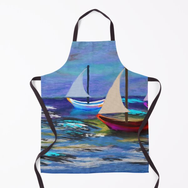 Item preview, Seascape Boats Painting Impressionism Blue Ocean Art designed and sold by livianasgifts.