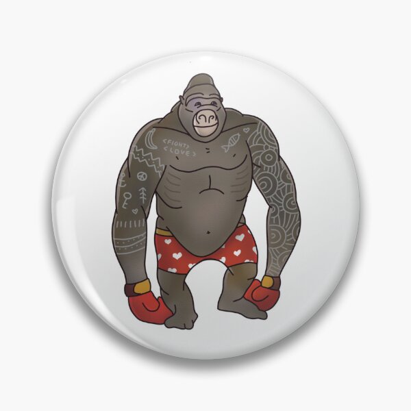 Item preview, boxer chimp in the ring wearing boxing gloves.  tattooed monkey. Gorilla designed and sold by Toto-Hello.