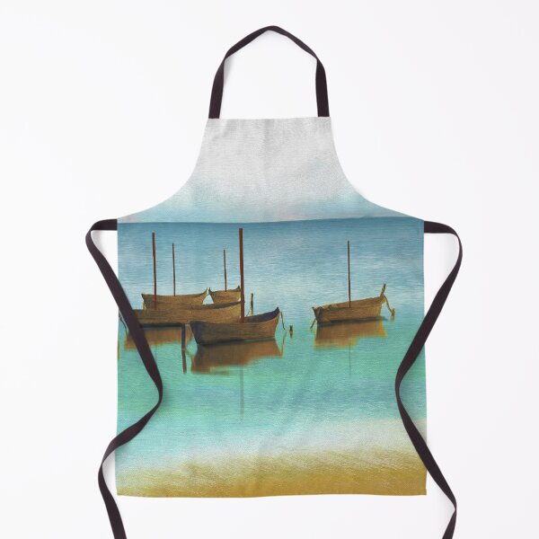 Item preview, Seascape Boats Painting Impressionism Blue Ocean Artwork designed and sold by livianasgifts.