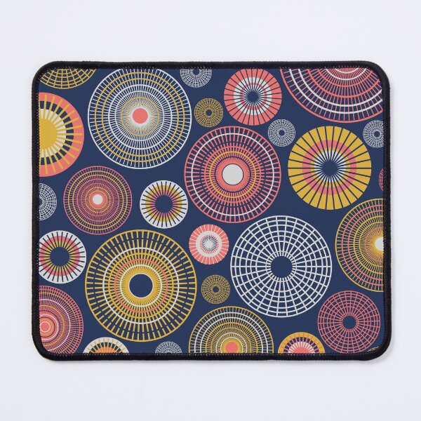 Item preview, Colorful circles on dark blue seamless pattern designed and sold by colorofmagic.