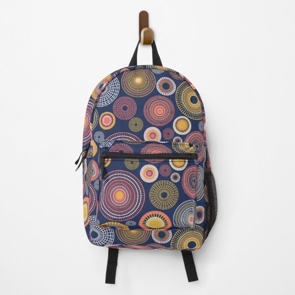 Item preview, Colorful circles on dark blue seamless pattern designed and sold by colorofmagic.