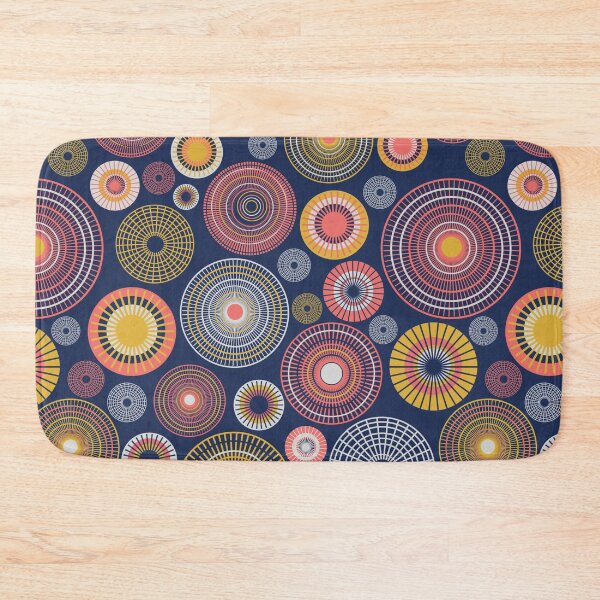 Item preview, Colorful circles on dark blue seamless pattern designed and sold by colorofmagic.