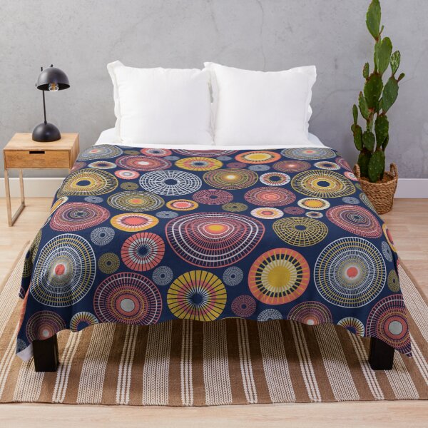 Item preview, Colorful circles on dark blue seamless pattern designed and sold by colorofmagic.