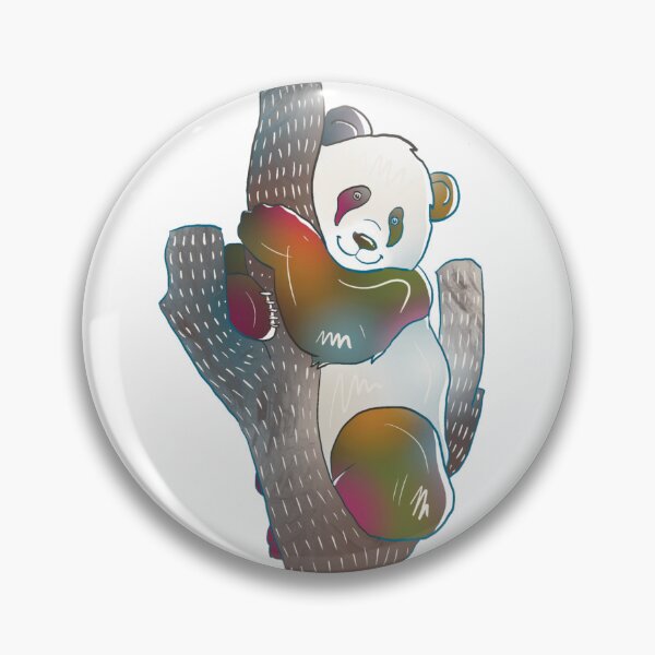 Item preview, Rainbow cute panda on cut branch of tree. designed and sold by Toto-Hello.
