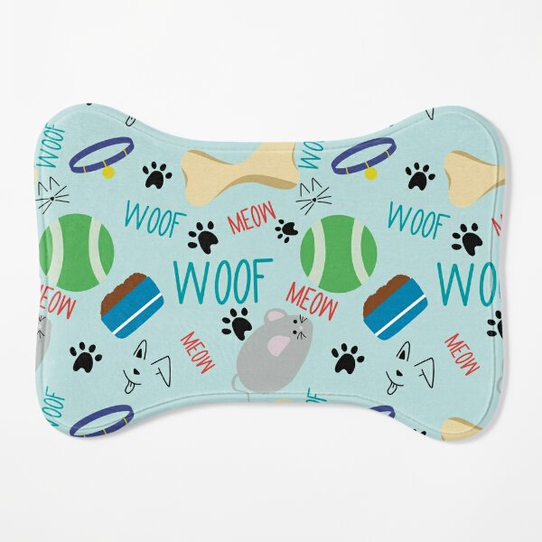 Favourites of a cat and dog in blue Dog Mat