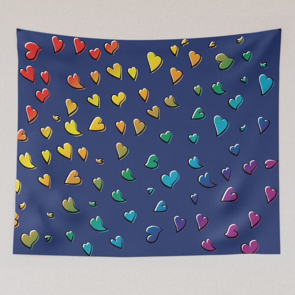 Item preview, Rainbow color hearts over blue background for peace, love, friendship and lovely times. designed and sold by HectorCantres.