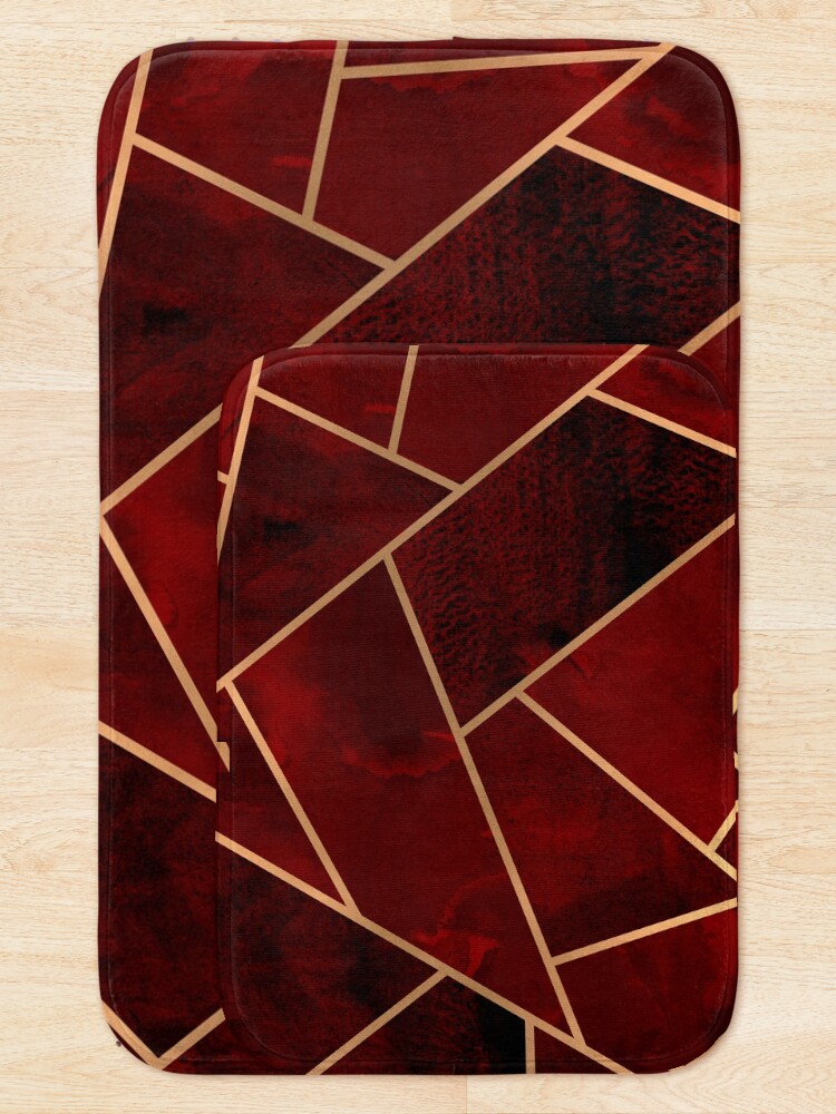 Alternate view of Red & Gold Geo Bath Mat