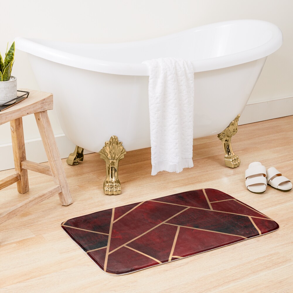 Red & Gold Geo Bath Mat