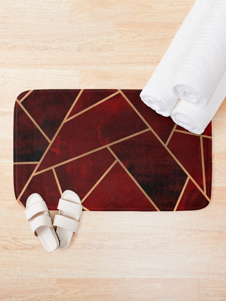 Alternate view of Red & Gold Geo Bath Mat