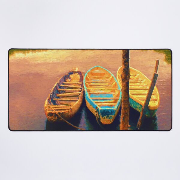 Item preview, Sunset Boats Landscape Painting Seascape designed and sold by livianasgifts.