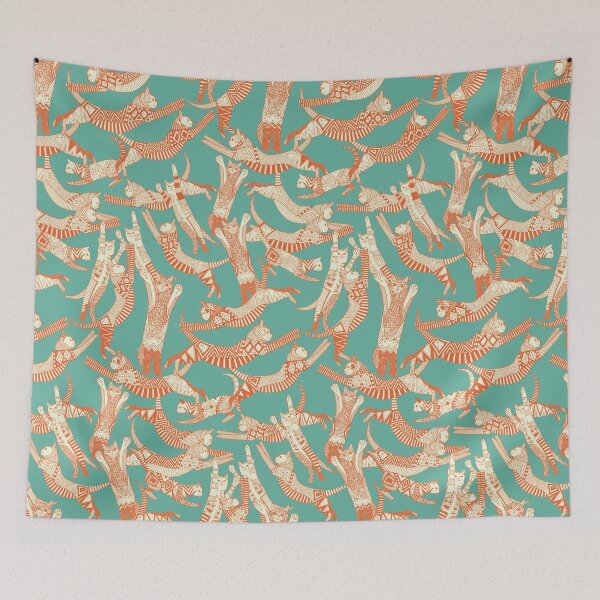 Item preview, cat party jade orange designed and sold by scrummy.