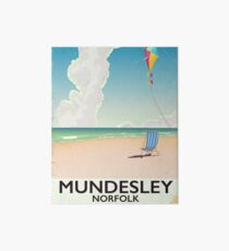 Mundesley Norfolk beach kite holiday poster Art Board